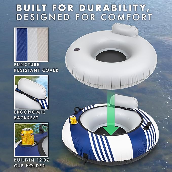 GoSports WOVN River Tube with Premium Canvas Cover - Heavy Duty Float for Rivers, Lakes, & Pools - Lido