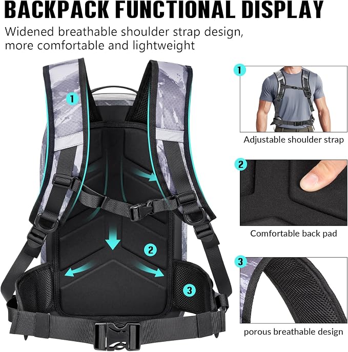 THKFISH IPX8 Waterproof Fishing Backpack with Rod Holder, Lightweight Fishing Sling Bag, Move Freely Fish Gifts for Men