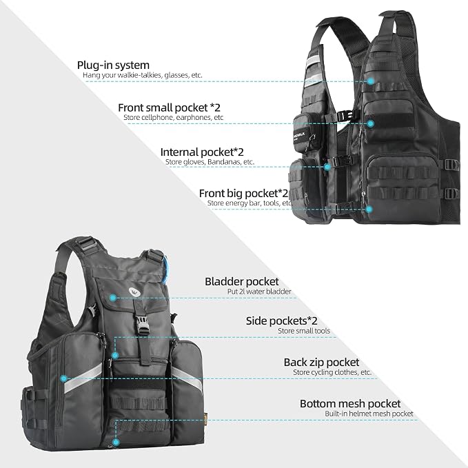 Rhinowalk Fishing Photography Vest with Multi Pockets Outdoor Jackets for Hunting, Hiking, Climbing, Traveling