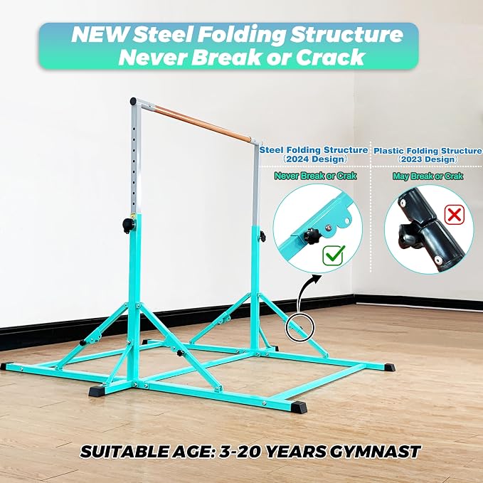Marfula Gymnastic Bar For Kid and Teenage of 3-25, 5Ft/8 FT Base Length 4Ft Width 5Ft Adjust Height, Gymnastic Kip Bar For Gymnast, Gymnastic Training Equipment For Professional Training Home Club Use