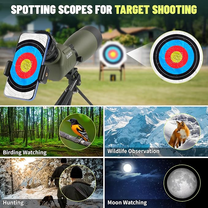 25-75x70 Spotting Scope with Tripod for Target Shooting, Bird Watching
