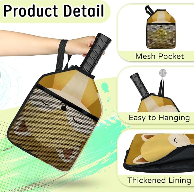 Stripe Design Pickleball Paddle Cover - Protective Polyester Sleeve for Paddles