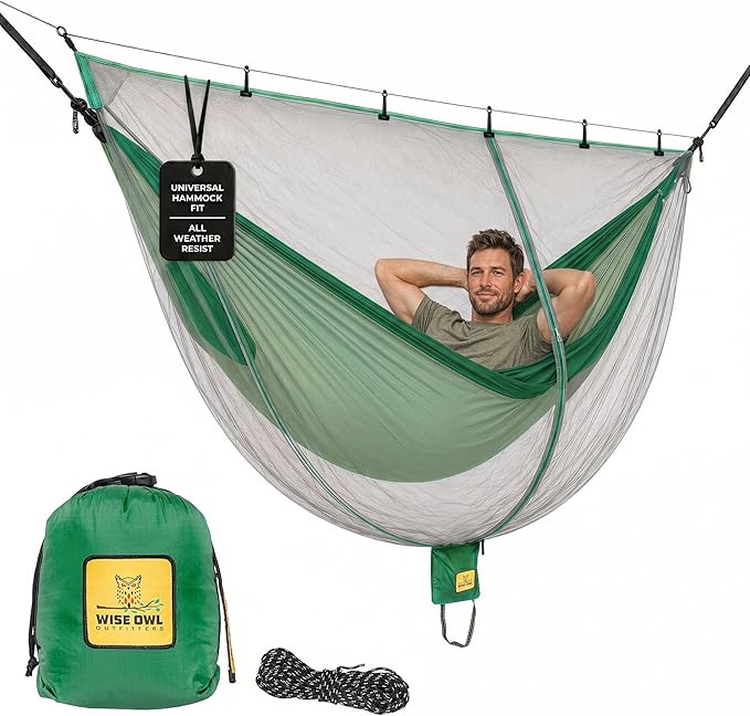 Wise Owl Outfitters Hammock Bug Net – Mosquito Net for Hammock, Lightweight Bug Netting for Camping, Hiking, Backpacking, Forest & Outdoor Use