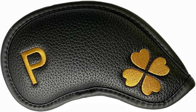 10pcs Golf Iron Covers 4 Leaf Clover Golf Iron Head Covers Synthetic Leather Golf Iron Covers Set Iron Headcovers Golf Club Head Covers for Iron Wedges fits for All Brand