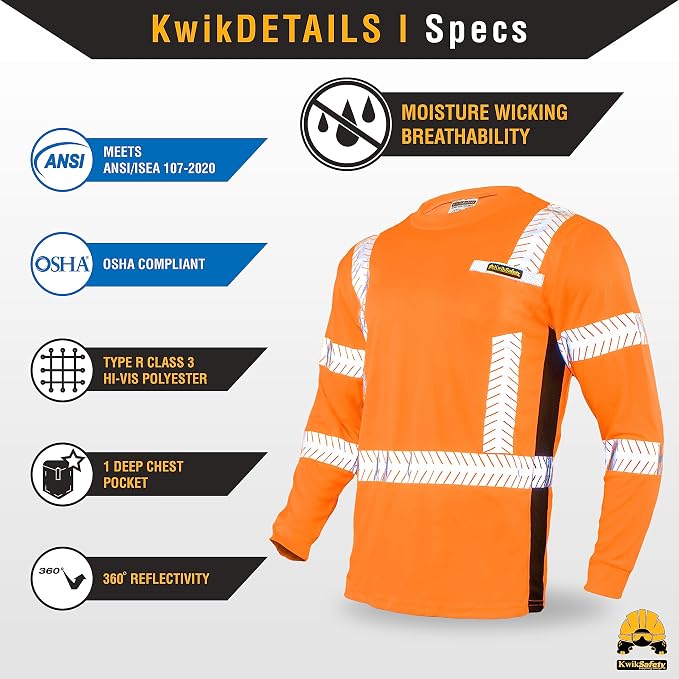 KwikSafety - Charlotte, NC - Limited Edition Long Sleeve Safety Shirts [Deluxe Fishbone Tape] Class 3 ANSI OSHA Compliant