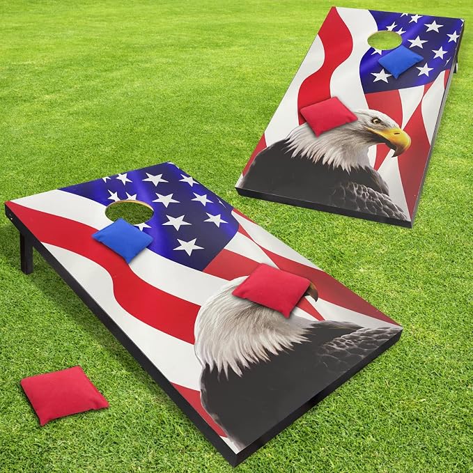 Cornhole Board Set 4x2 Regulation Size Cornhole Set with Carrying Bags & 8 Bean Bags Corn Hole Boards Bean Toss Game for Adults Family Outdoor Lawn Outside Backyard Games