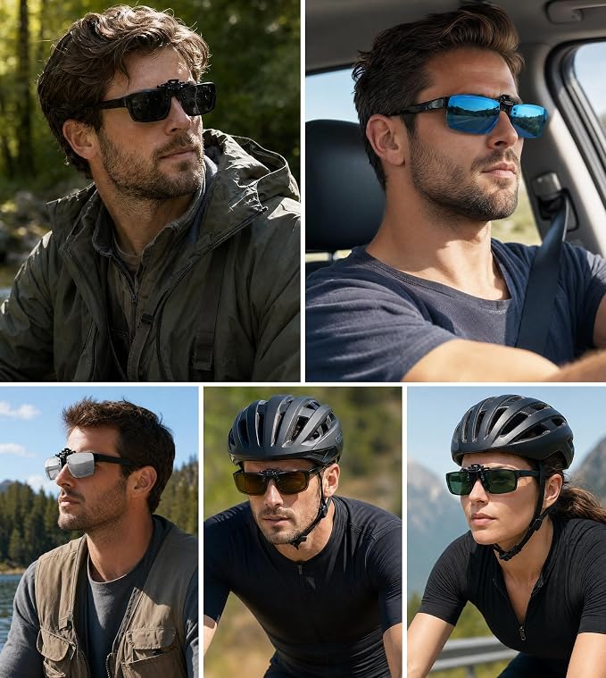 STORYCOAST Clip On Sunglasses for Men Women Polarized Fit Over Prescription Glasses Sports Fishing Driving