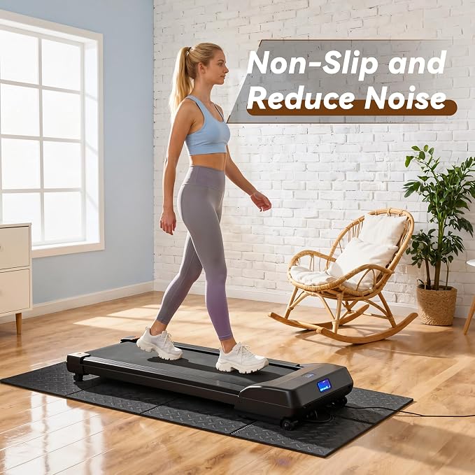 Walking Pad Mat for Carpet and Hardwood Floors, 0.25" Thick Foldable Treadmill Mat for Floor Protection, Non-Slip High Density for Bike, Elliptical, Home Gym Use
