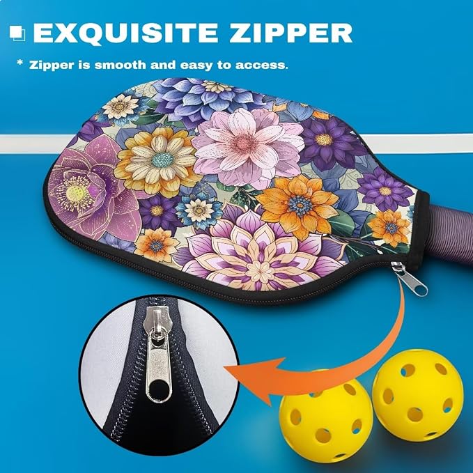 Pickleball Paddle Covers Only for Men and Women Zipper Closure Protection and Decoration