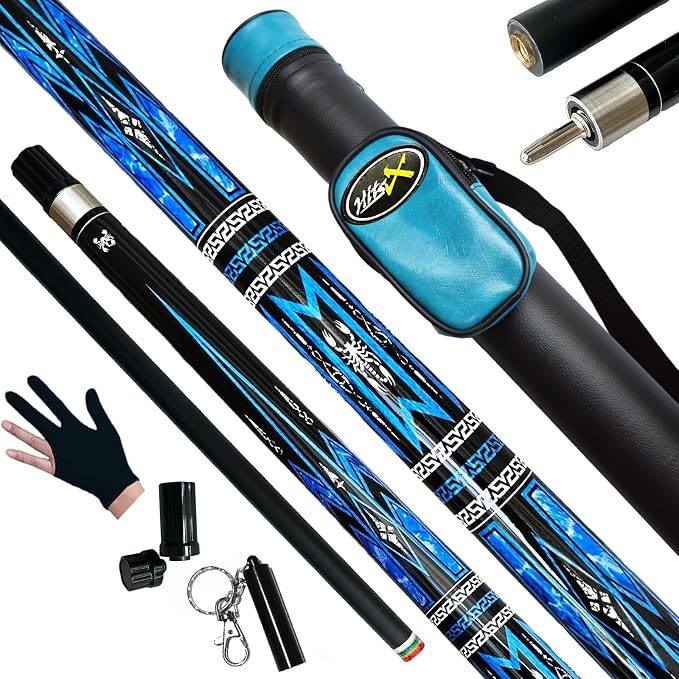 Tai ba cues Fibergalss Shaft Pool Stick with case, 13mm Multilayer Leather Tip, 58", Hardwood Canadian Maple Professional Billiard Pool Cue Stick, Quick-Release Joint, 18, 19, 20, 21 Oz (Selectable)