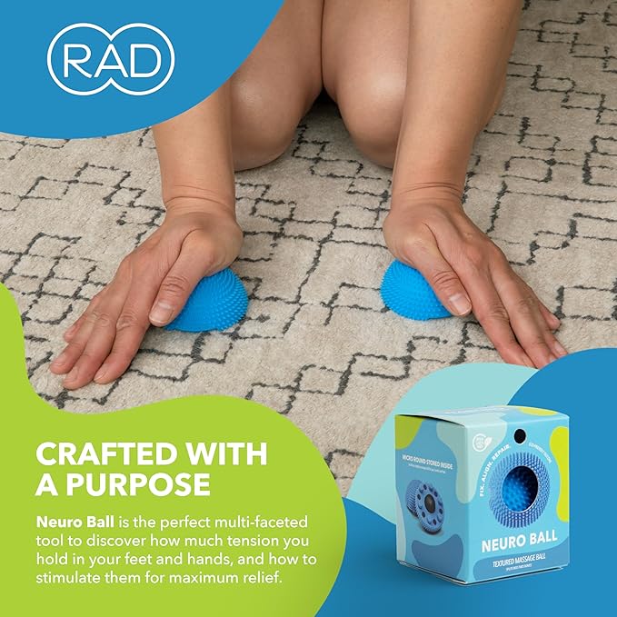 RAD The Original Neuro Ball – Foot Roller & Textured Massage Ball for Myofascial Release, Plantar Fasciitis, Hands & Face – Spiky Therapy Tool for Muscle Relief