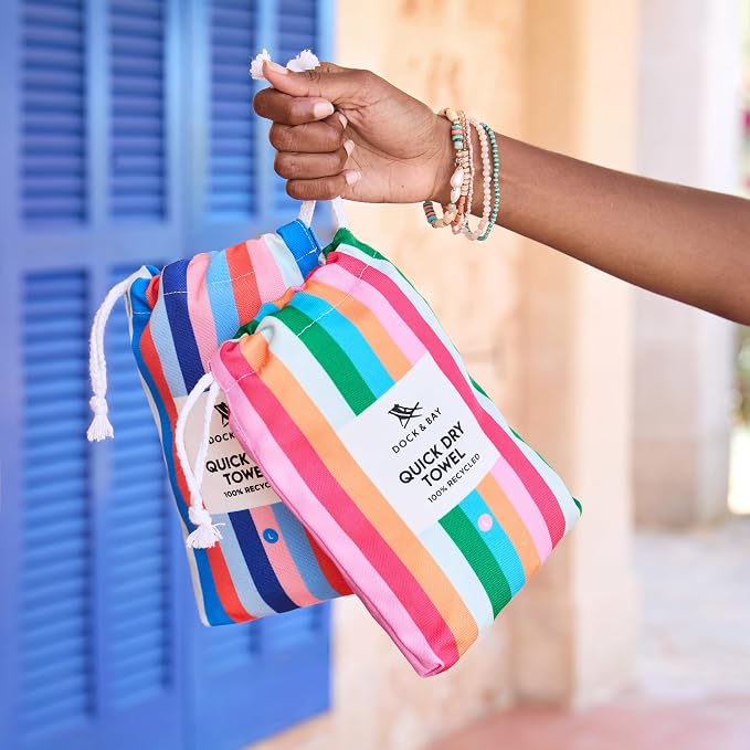 Dock & Bay Beach Towel - Quick Dry, Sand Free - Compact, Lightweight - 100% Recycled - Includes Bag - Tutti Frutti - Extra Large (200x90cm, 78x35)