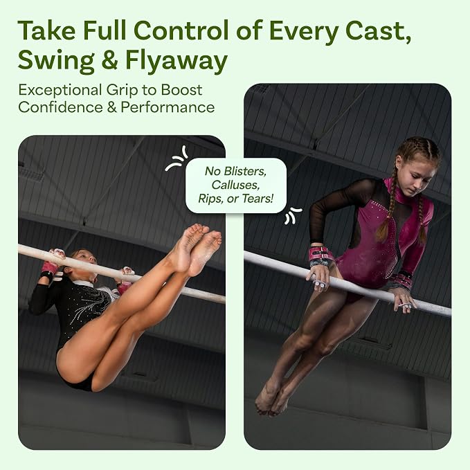 Gymnastics Grips Set Narrow Squeeze, Grips for Gymnastics Girls, Dowel Grips with Soft Leather, Double Buckle Wrist Closure, and Adjustable Finger Holes, for All Ages
