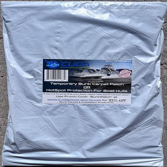 Boat Trailer Bunk Carpet Patch - 80oz syd Patch - Fixes Tears, Rips, Hot Spots on Carpeted Bunk Boards Fast Staple-On Fix Carpet Patch for Hotspots, Tears & Worn Trailer Bunks Runners Patented