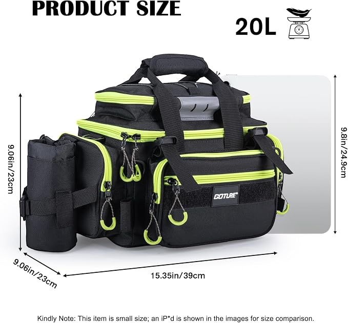 Goture Fishing Tackle Bag with 4 Tackle Boxes, Soft Side 600D Water-Resistant Cross Body Sling Fishing Bag with Rod Holder, Small Saltwater Gear Storage Tactical Bags, Gifts for Men/Women