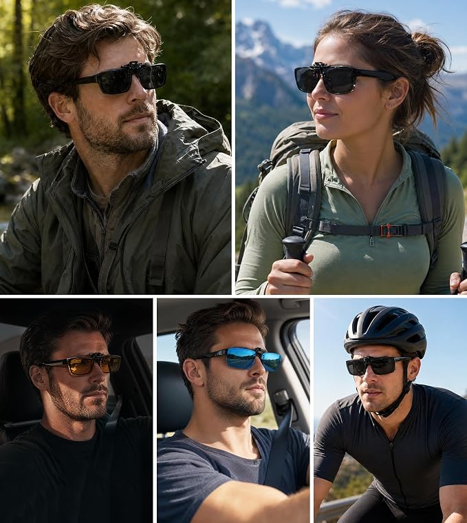 STORYCOAST Clip On Sunglasses for Men Women Polarized Fit Over Prescription Glasses Sports Fishing Driving