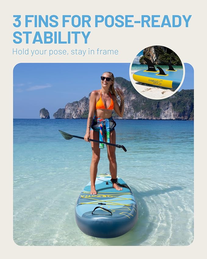 CETANA Extra Wide Inflatable Paddle Board 11'6 x 35" x 6", 450LB High Weight Capacity Wide Stable Stand Up Paddle Board for Beginners, 2–3 Person Large Paddleboard with 3 Fins, Dual Bungee, 15 D Rings