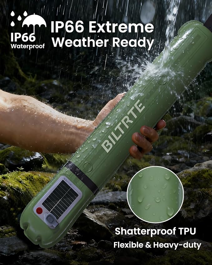 24" Inflatable Solar Camping Lantern,Magnetic LED Tube Light with USB-C 2000mAh Phone Charger,IP66 Waterproof TPU Tent Light for Hurricane Emergency,Backpacking & Off-Grid Survival (Green)