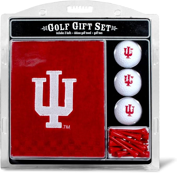 Team Golf NCAA Gift Set Embroidered Golf Towel, 3 Golf Balls, and 14 Golf Tees 2-3/4" Regulation, Tri-Fold Towel 16" x 22" & 100% Cotton