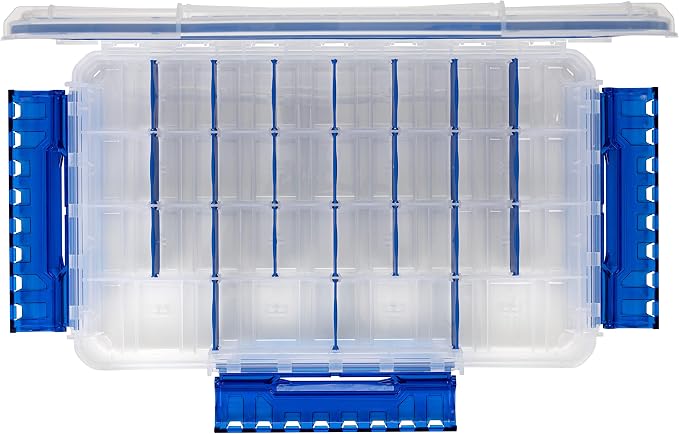 Flambeau Outdoors Fully Divided Slim Waterproof Ultimate Tuff Tainer | 28 Compartments, Removable Zerust Anti-Corrosion Dividers, Tackle Storage Customization, 14" x 8.9" x 1.7"