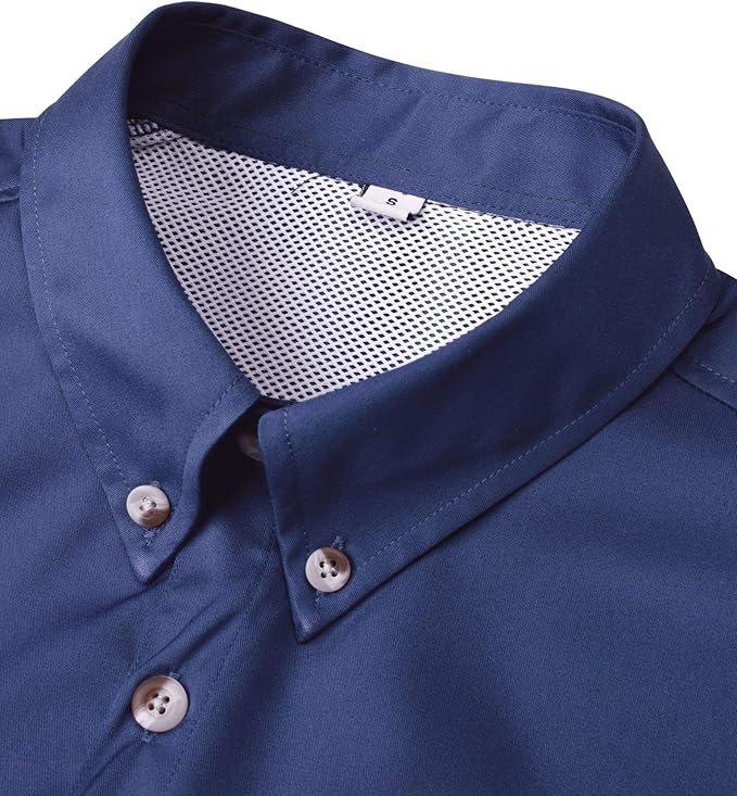 Alimens & Gentle Short Sleeve Fishing Shirt Wicking Fabric Sun Protection Casual Button Down Shirts