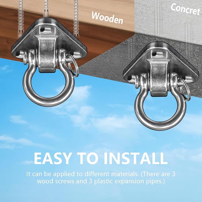 2 Bearing Swing Hangers Heavy Duty 304 Stainless Steel 1500LB Capacity 180°for Yoga Porch Swing Seat Sandbag, Gym