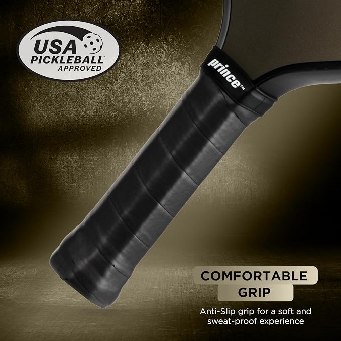 Prince - Force Tour Pro Pickleball Paddle, Lightweight High-Performance Paddle with Textured Surface for Power, Spin & Control, Golden