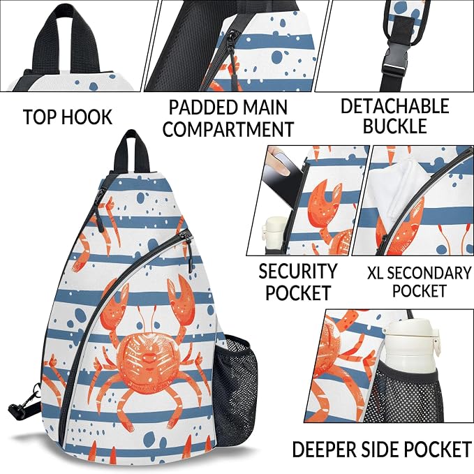 Pickleball Bag for Women Men Adjustable Crossbody Sling Backpack Hold Paddle Accessories