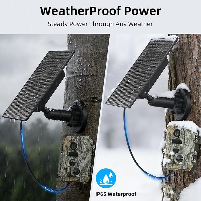 LIYVZ 3W Trail Camera Solar Panel 5V/6V, 4000mAh Solar Charger for Trail Camera, Game Camera Trail Cam Solar, Universal Hunting Camera Solar Panel