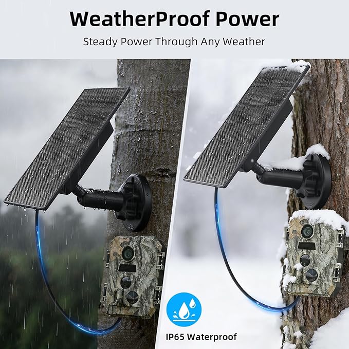 LIYVZ 3W Trail Camera Solar Panel 5V/6V, 4000mAh Solar Charger for Trail Camera, Game Camera Trail Cam Solar, Universal Hunting Camera Solar Panel, 2-Pack