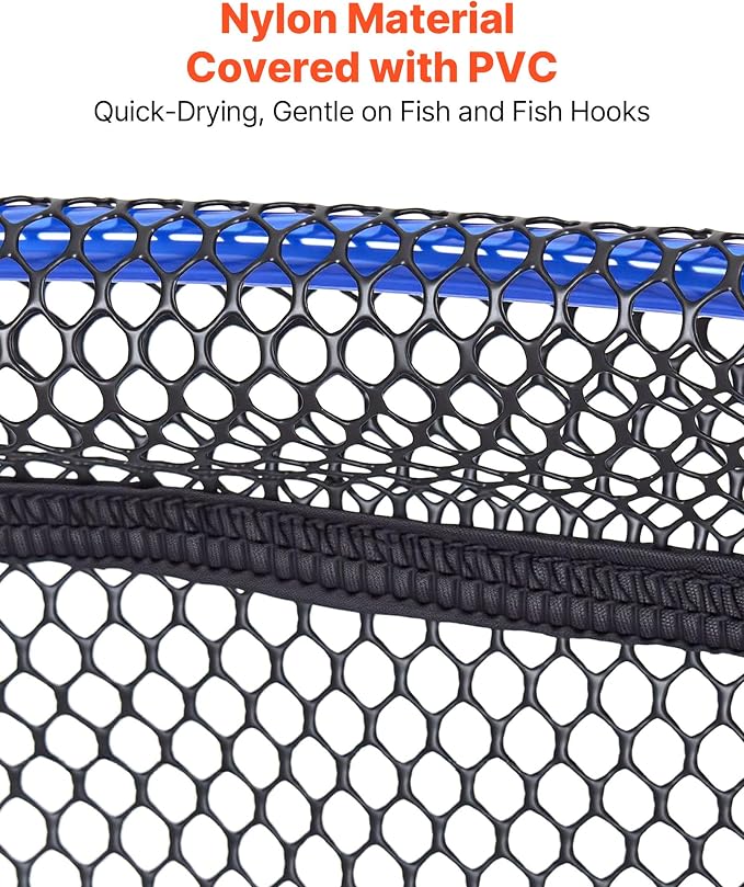 VEVOR Foldable Fishing Net, Landing Fishing Pier Nets, Portable Drop Net for Pulling up Fish, Durable and Fish-Friendly, with Rope and Storage Bag, for Minnows, Crawfish, Shrimp, Crab