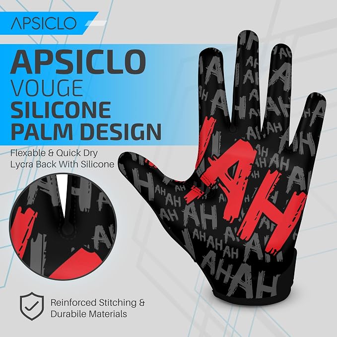 Youth Football Gloves – Sticky Silicone Grip – Youth & Adult Sizes – Breathable, Flexible, Training Football Receiver Gloves & Game Gear