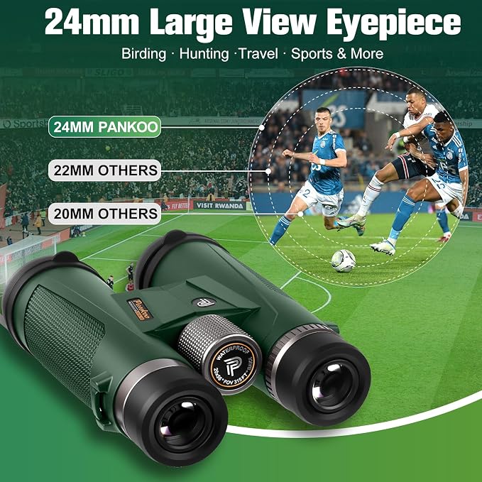 Pankoo 20x56 Binoculars for Adults High Powered - Large View Waterproof Binoculars with Clear Low Light Vision - Compact Binocular Essentials for Hunting Camping Cruise Travel Bird Watching Sports