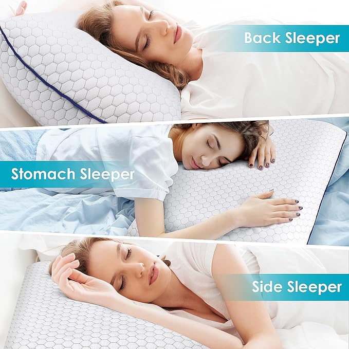 CushyOasis Memory Foam Pillows & All-in-1 Camping Pillow Set, Bed Pillow with Washable Cover