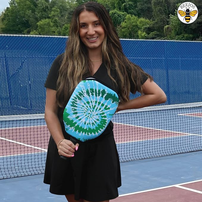 BeeJos Spirl Tie-Dye: Premium Slip-On Pickleball Paddle Cover-Fits Standard Size Paddles-Zipperless (Paddle not Included) Handmade in USA