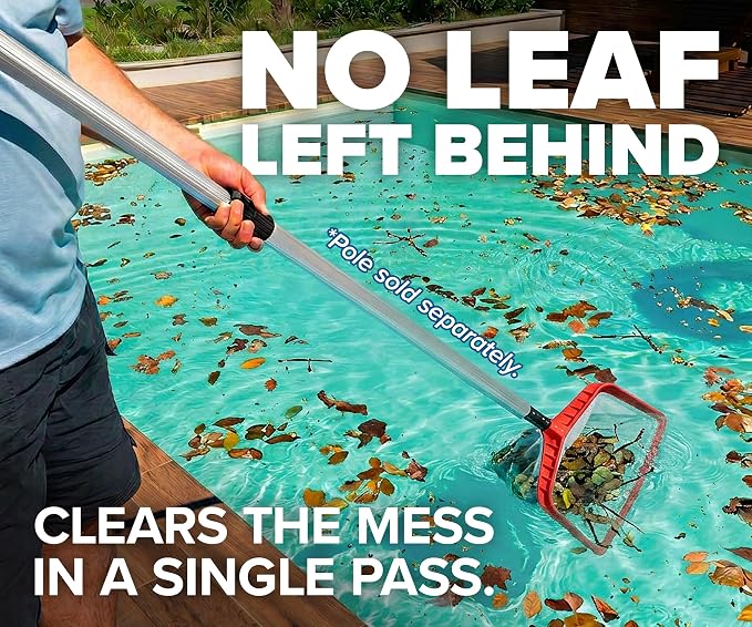Pool Skimmer Net for Leaves - Deep Bag Pool Nets for Leaves with 15 Feet Aluminum Telescopic Pool Pole Swimming Pool Leaf Net - Heavy Duty, Reinforced Frame, Large Capacity Pool Rake