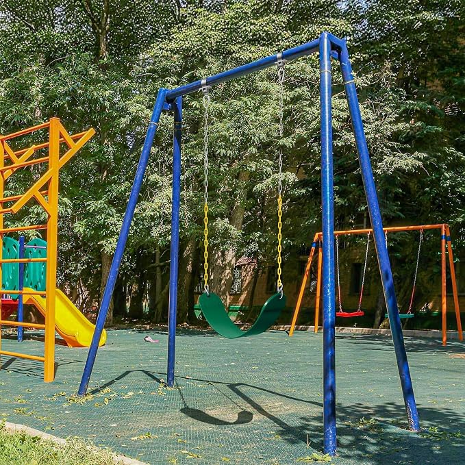 SEKKVY Swing Seats with 66" Heavy Duty Chains, Swing Set Accessories Replacement with Snap Hooks, Toddler Swings Supports 250 lbs for Outdoor Backyard Playground, Indoor Swing for Kids, Green 1 Pack