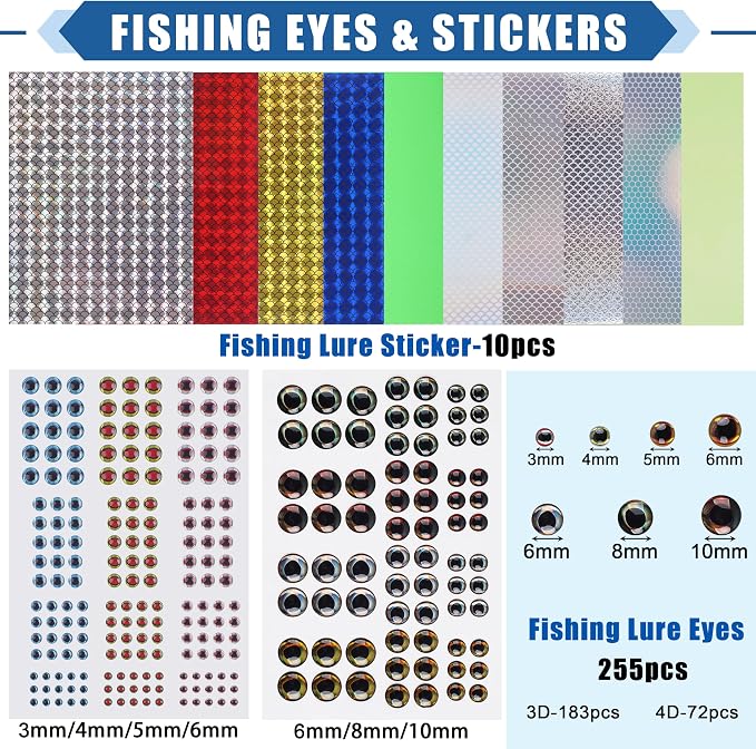 Unpainted Fishing Lures Making Kit,375pcs DIY Blank Crankbaits Minnow Hard Bait Set Include Lure Tapes Eyes Treble Hooks Split Rings Speed Clips Make Your Own Fishing Lures