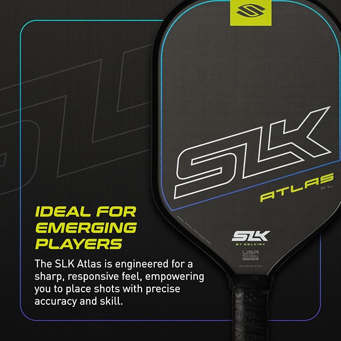 Selkirk Sport Atlas Raw Carbon Fiber Pickleball Paddles | Midweight Pickleball Paddle with Polymer Honeycomb Core | USAPA Approved Carbon Fiber Face for Spin and Control