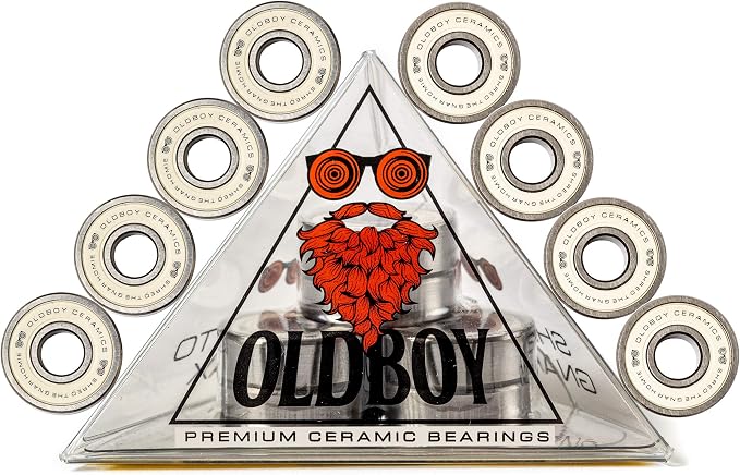 Oldboy Premium Skateboard Bearings, Set of 8 Bearings for Skateboards, Longboards, Inline Skates, Rollerblades, Super Lube Ball Bearings, Skateboard Accessories