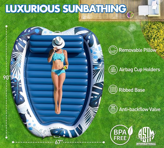 Sinbyuer Inflatable Pool Floats Adult, Pool Float, Thickened Pool Float Recliner Pool Rafts, Floating Pool Chair Water Floaties