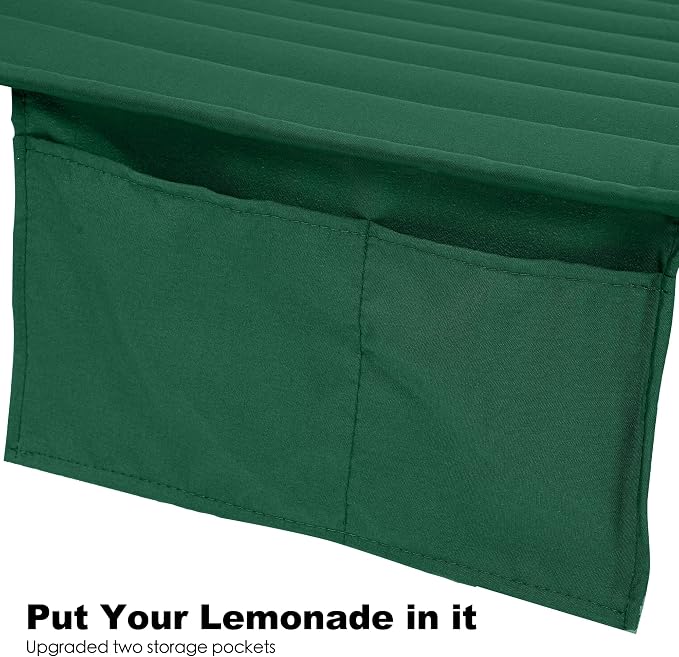 GAFETE Hammock 2 Person Quilted Fabric Hammocks for Outside, Double 12ft Hammocks with Spreader Bar, Large Removable Pillow, Storage Bag, Carabiners, Max 475 lbs Capacity (Night Green)