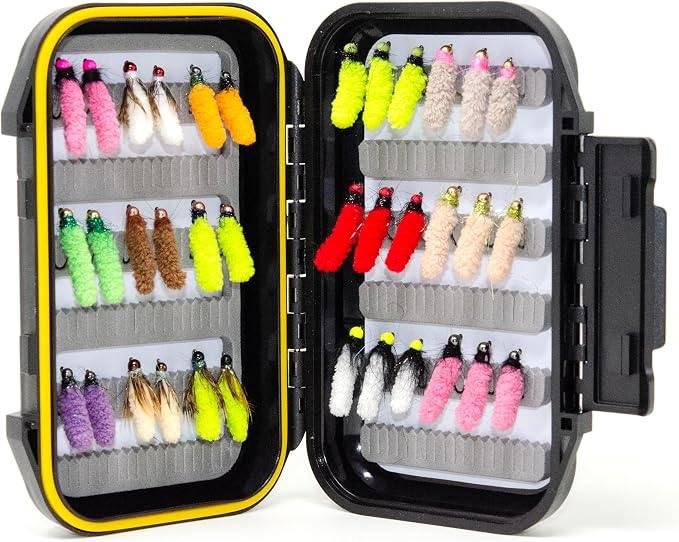 Outdoor Planet 36/48 / 60 Premium Hand Tied Fly Fishing Flies Assortment Kit | Dry/Wet/Nymph/Streamer/Terrestrial/Leech/Popper/Woolly Bugger Flies Set for Trout/Bass/Salmon/Steelhead/Panfish