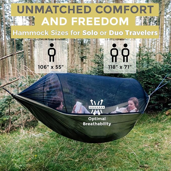 Miztli Camping Hammock Portable Tent-Like Double/Single Hammock with Spacious Net for Indoor & Outdoor