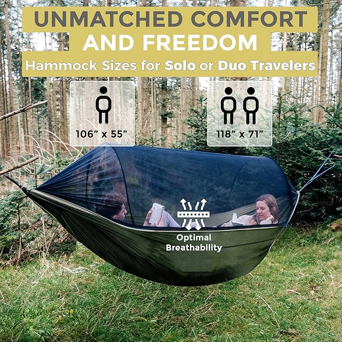 Miztli Camping Hammock Portable Tent-Like Double/Single Hammock with Spacious Net for Indoor & Outdoor