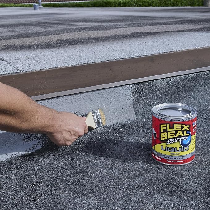 Flex Seal Liquid, Rubber Coating Sealant, Waterproof, Flexible, Breathable, and UV Resistant, Roof Repair, Basements, RV, Campers, Trailers, Marine, EPDM, Masonry, Gray, 32 oz