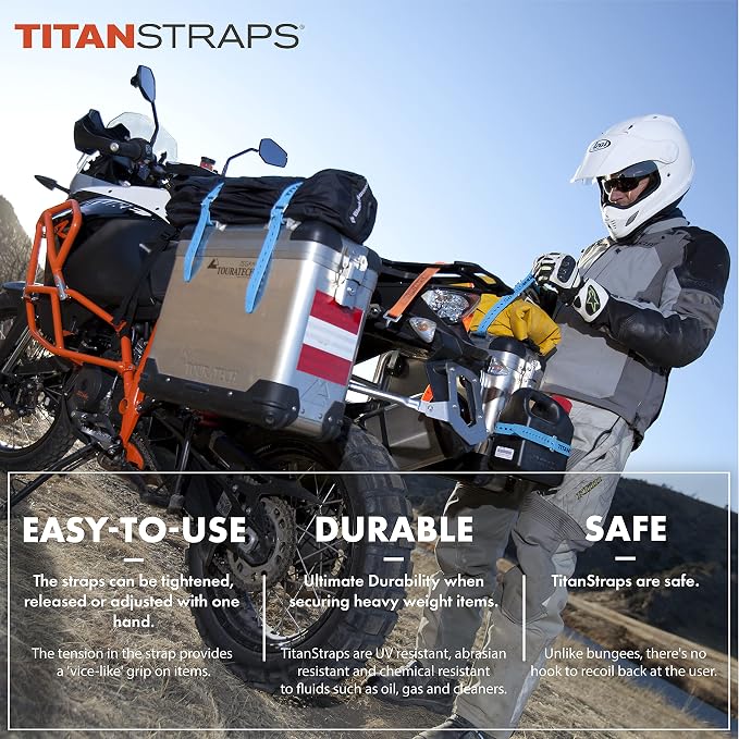 Titan Industrial Straps – Strong & Simple Tie-Downs for Construction (Welders, DIY Home) & 1st Responders – 3 Year Warranty, Batch Tested – 70 lb. Working Load, 20" Length, Black, 4-Pack