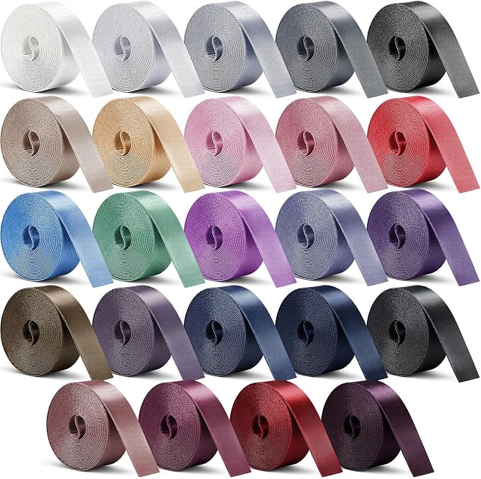 Windyun 24 Rolls Nylon Webbing 1/1.5 Inch Wide Cotton Webbing Strap 3.3 Yard 24 Colors Nylon Straps for Bag Making DIY Craft, Pet Collars, Climbing, Backpack