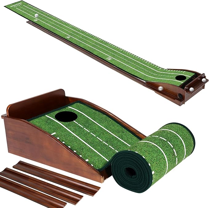 Dachenus Putting Green Indoor Mat Outdoor Golf Putting Mat with Automatic Ball Return - Ideal for Home, Office, and Outdoor Use
