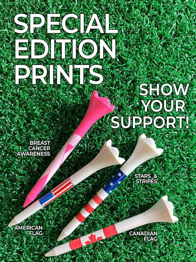 Pride Golf Tee Performance Plastic Golf Tees - Stars & Stripes - 100 Count, 3-1/4 Inch - Less Friction and Longer Drives - Made in the USA